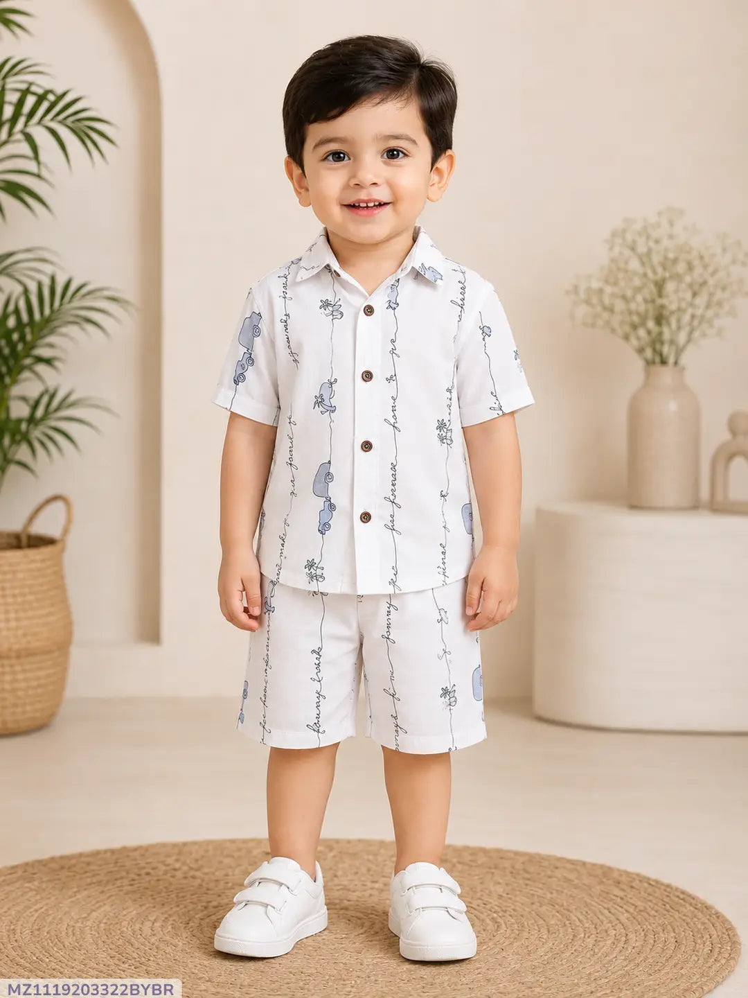 2 Pcs Boy's Shirt And Shorts Set