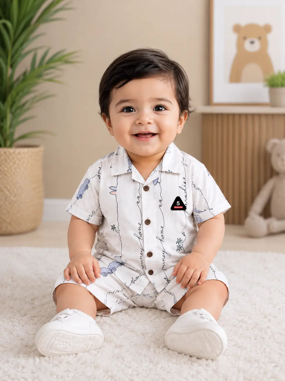 2 Pcs Boy's Shirt And Shorts Set
